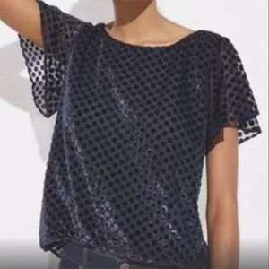 LOFT Velvet Polka Dot Blouse SzXS